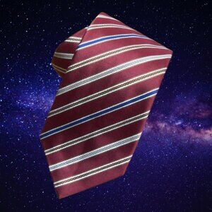 $495 BRIONI Navy Blue Aqua Wine red Stripes Handmade Italy silk Blend neck tie